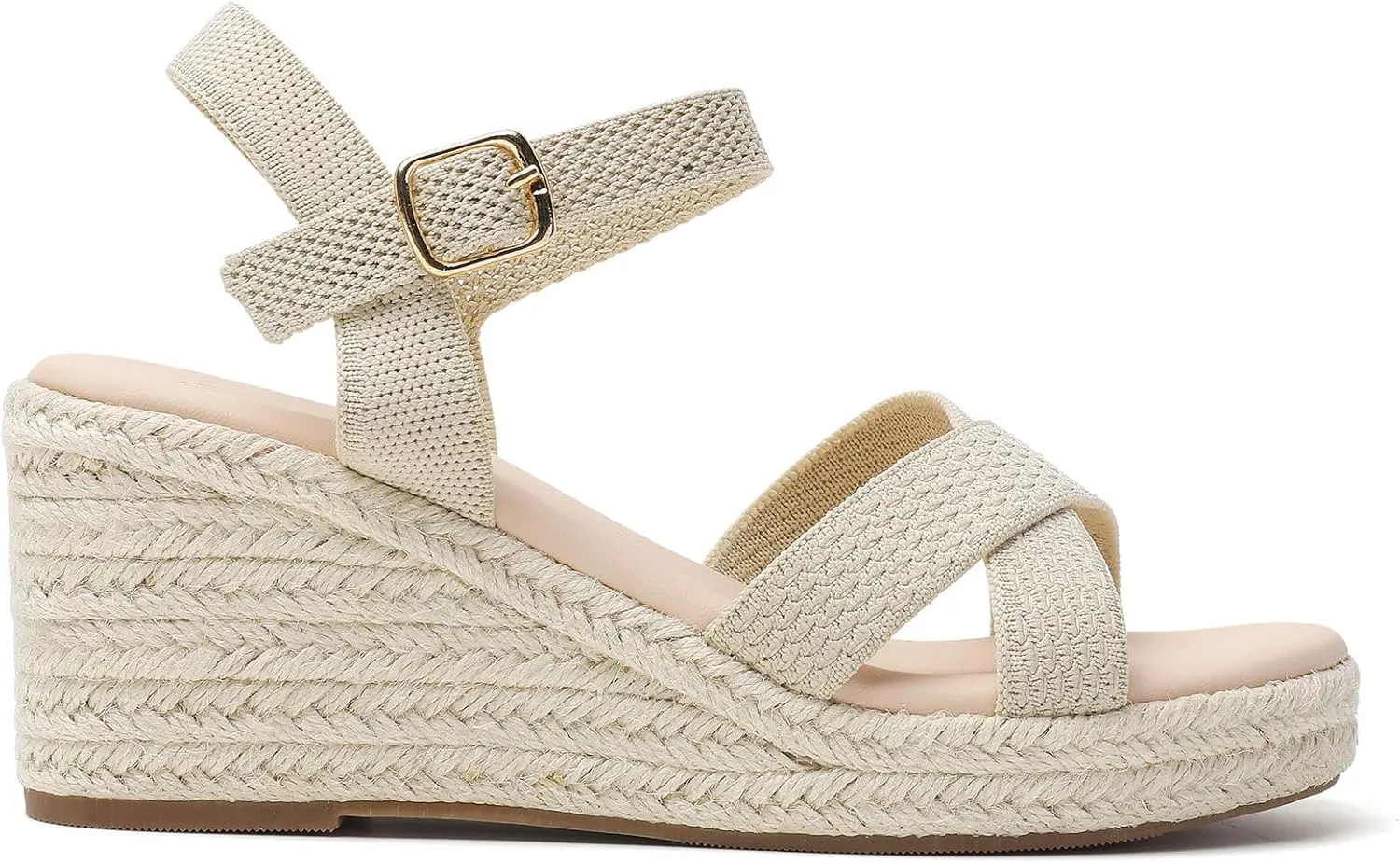 Tilocow Espadrilles Wedges for Women Knit Platform Heels Open Toe Ankle Strap Sandals Beach Casual Dress Shoes