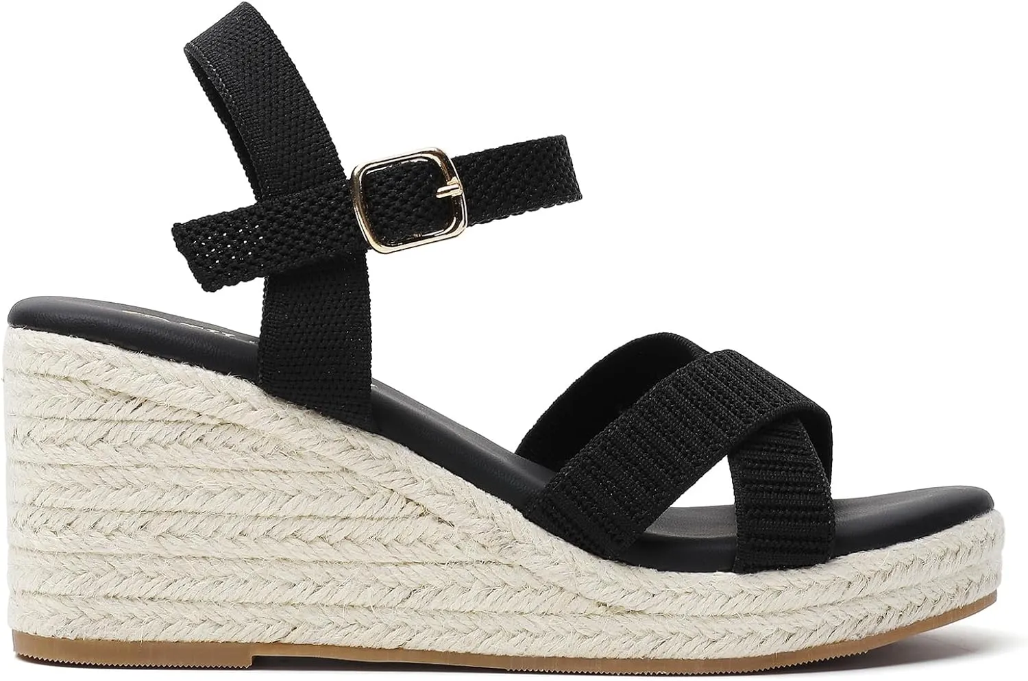 Tilocow Espadrilles Wedges for Women Knit Platform Heels Open Toe Ankle Strap Sandals Beach Casual Dress Shoes