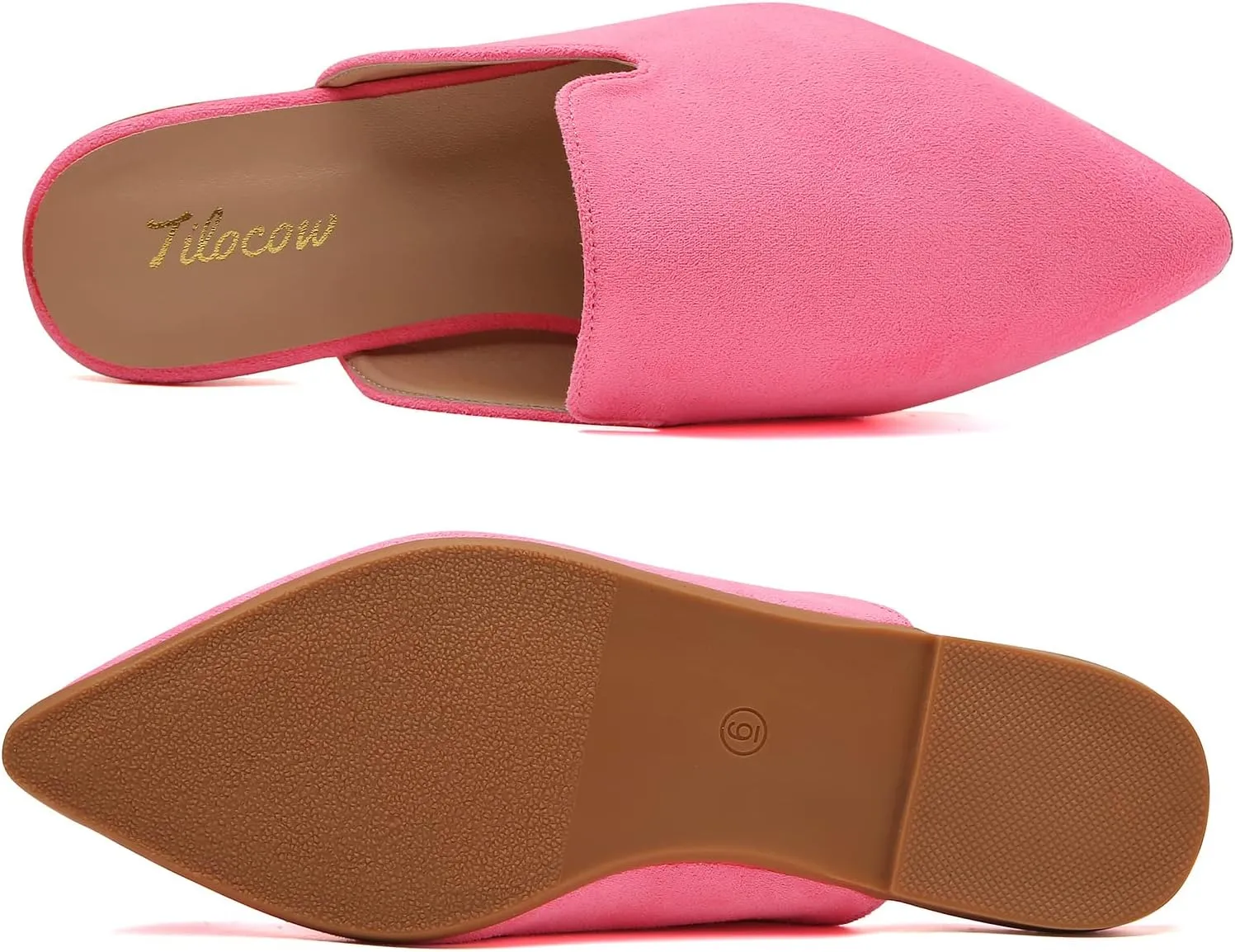 Tilocow Mules for Woman Comfortable Pointed Toe Backless Loafers Flat Mule Business Casual Shoes Slides Slip on