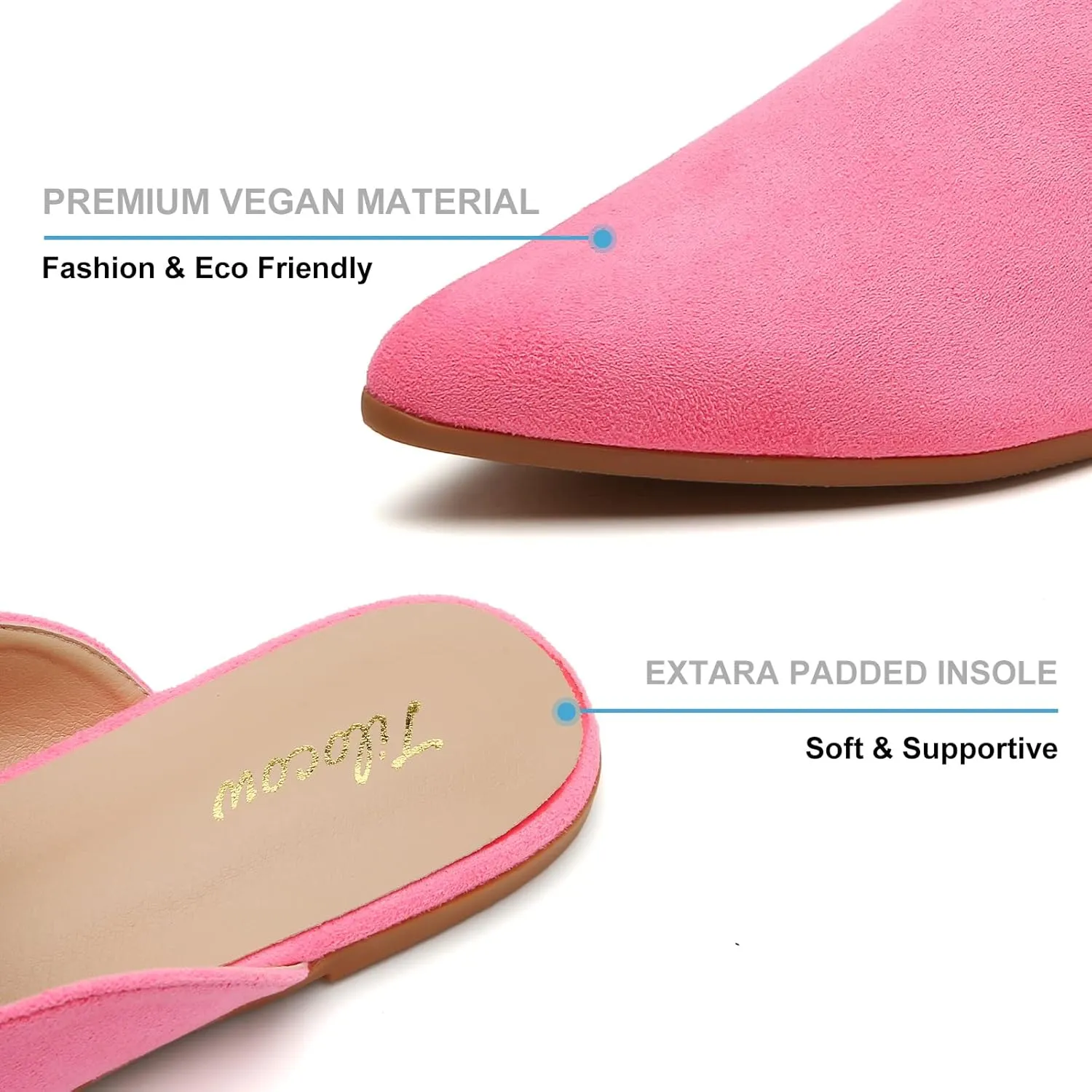 Tilocow Mules for Woman Comfortable Pointed Toe Backless Loafers Flat Mule Business Casual Shoes Slides Slip on