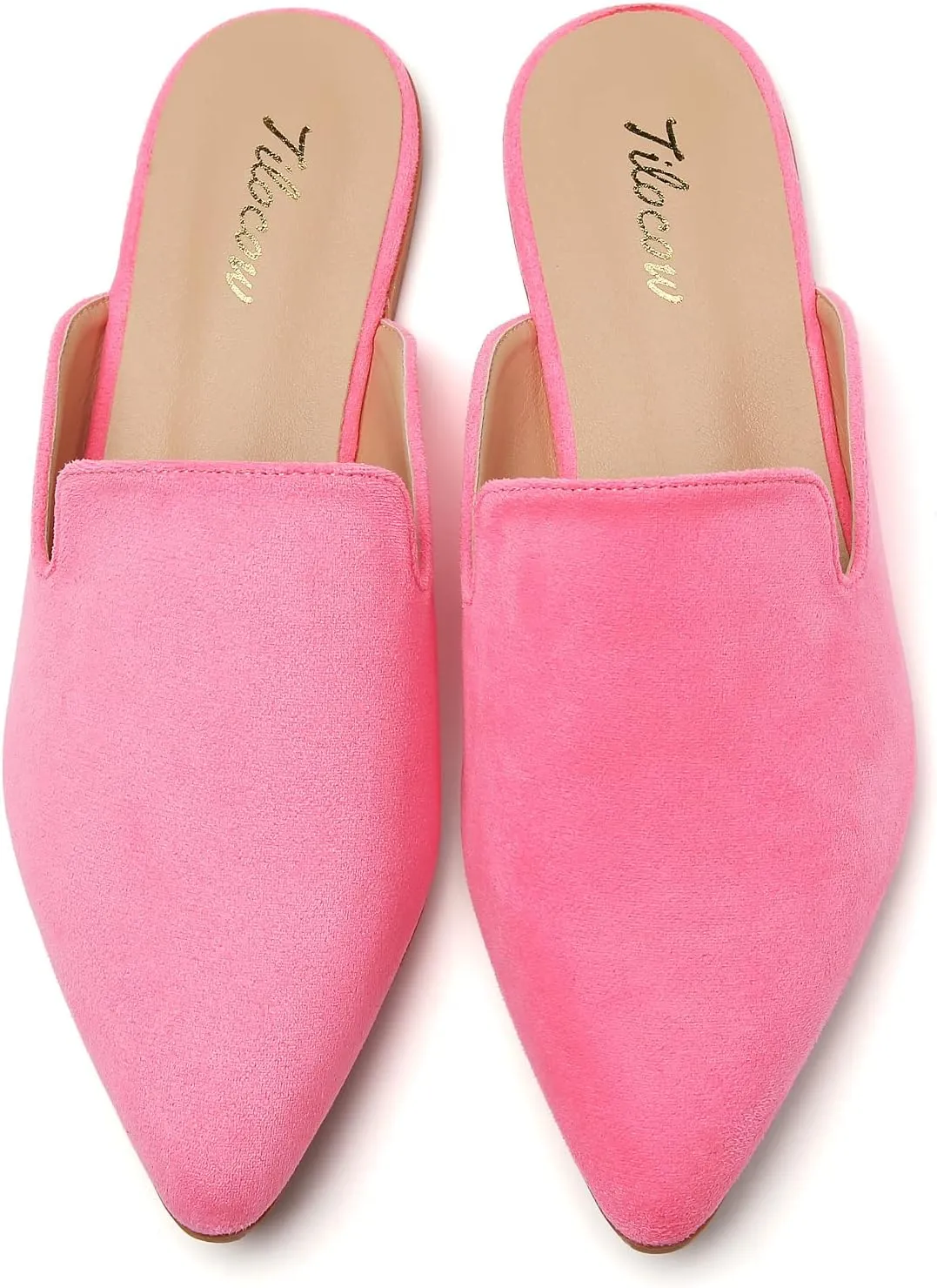 Tilocow Mules for Woman Comfortable Pointed Toe Backless Loafers Flat Mule Business Casual Shoes Slides Slip on