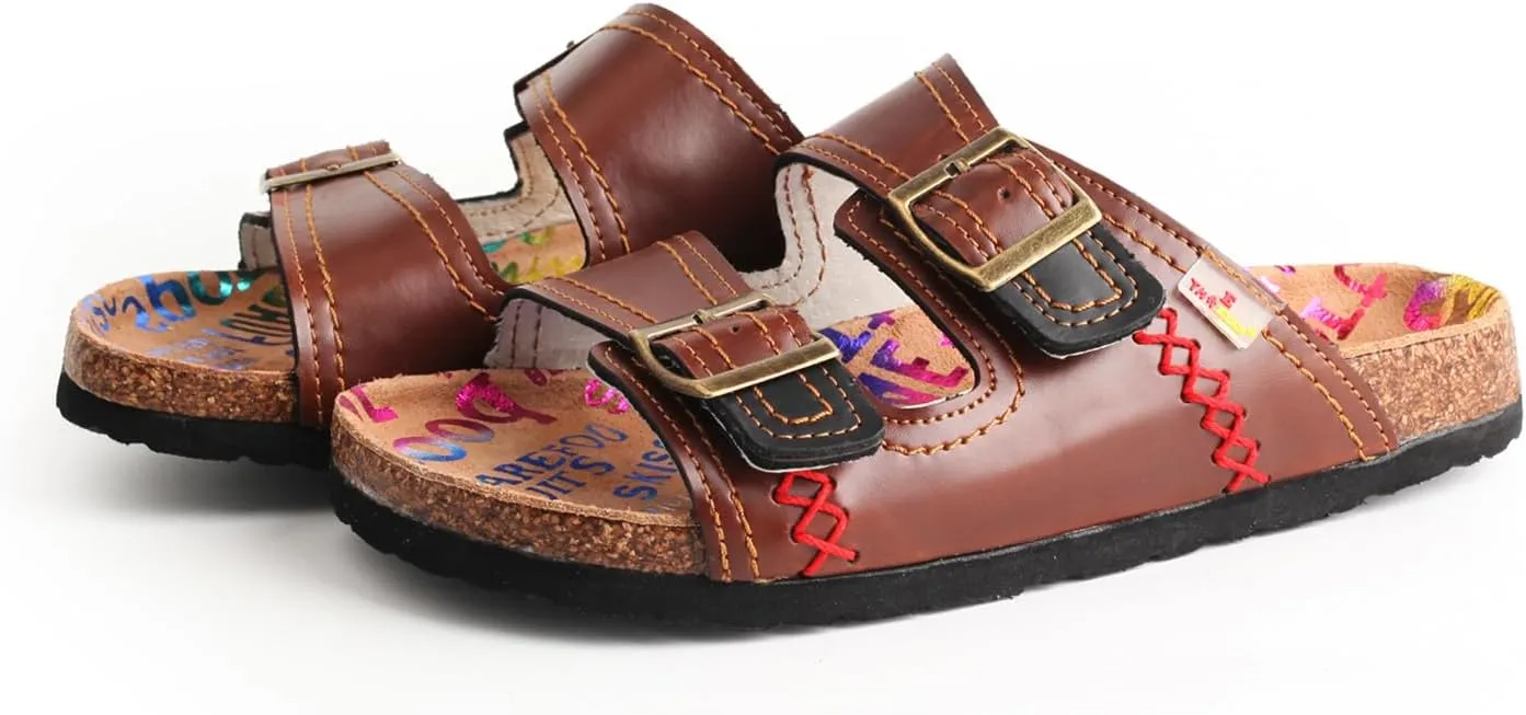 TMA EYES Womens Casual Adjustable Buckle Athleti Slipper Memory Foam Cushion Non-Slip Orthopedic Comfortable Arch Supportive Cork Footbed Sandals