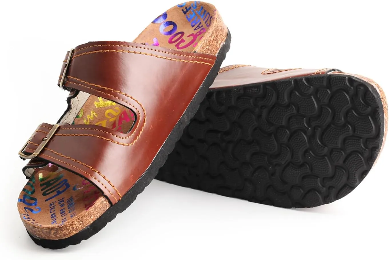 TMA EYES Womens Casual Adjustable Buckle Athleti Slipper Memory Foam Cushion Non-Slip Orthopedic Comfortable Arch Supportive Cork Footbed Sandals