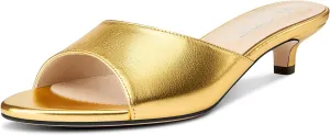 TNYNFBEB Womens Low Kitten Heel Open Toe Sandals Mules Shoes Slingback Prom Party Dress Summer 1.4 Inches Heels