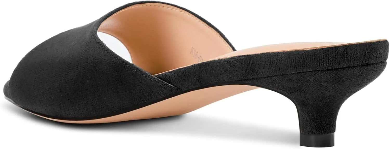 TNYNFBEB Womens Low Kitten Heel Peep Open Toe Sandals Mules Shoes Slip-on Slingback Party Prom Cute Dress 1.4 Inches Heels