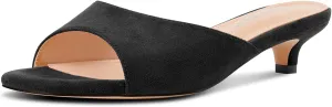 TNYNFBEB Womens Low Kitten Heel Peep Open Toe Sandals Mules Shoes Slip-on Slingback Party Prom Cute Dress 1.4 Inches Heels