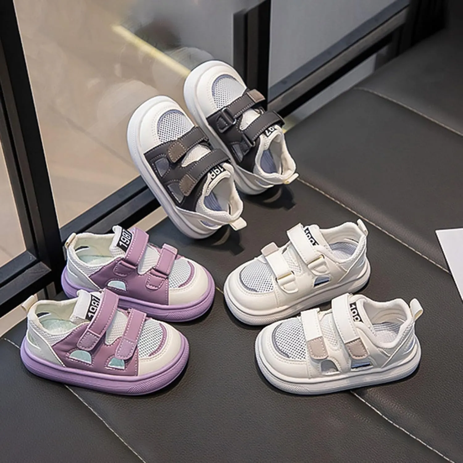 Toddler Boys Mesh Sneakers Little Kid Open Toe Sport Shoes Baby Infant First Walking Non Slip Shoes Breathable Comfy