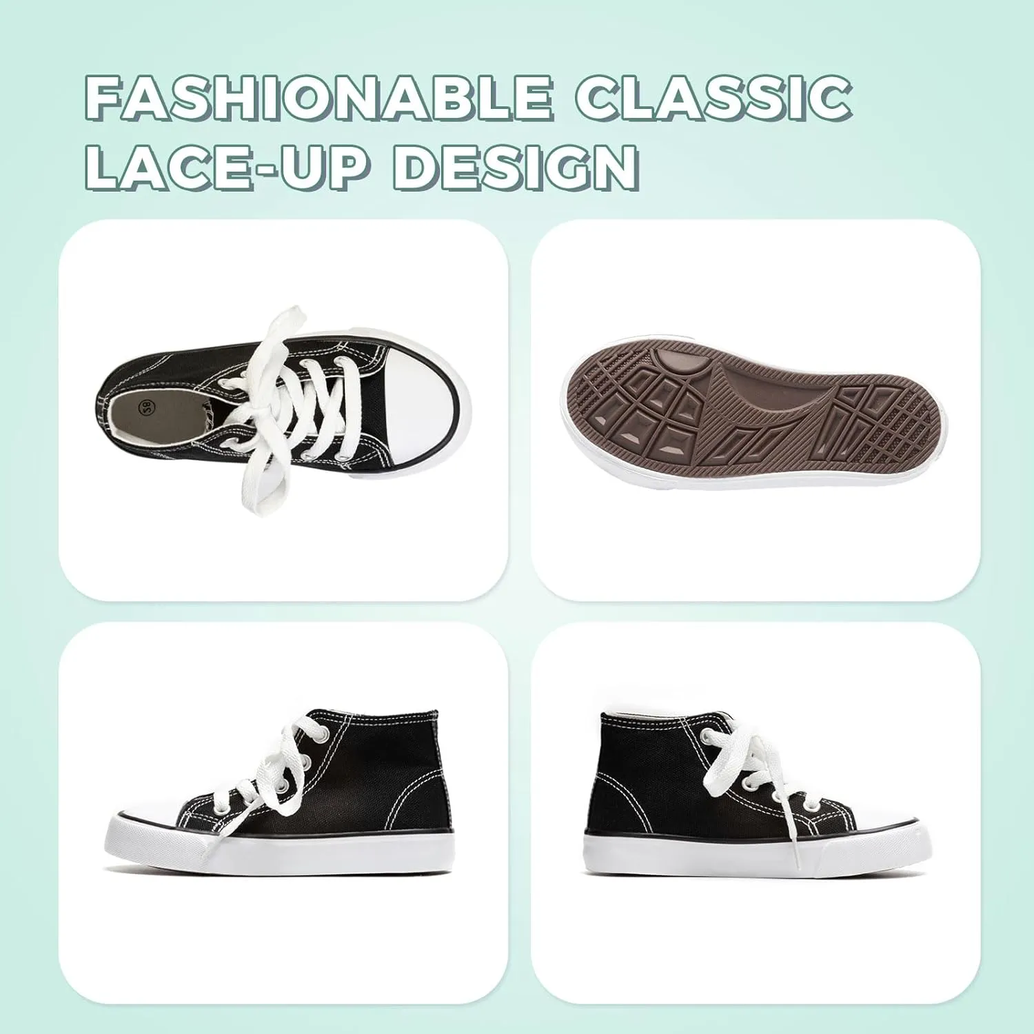 Toddler Canvas Shoes Casual Sneakers for Kids Boys and Girls Low Top Canvas Sneakers Lace Up Canvas Shoes