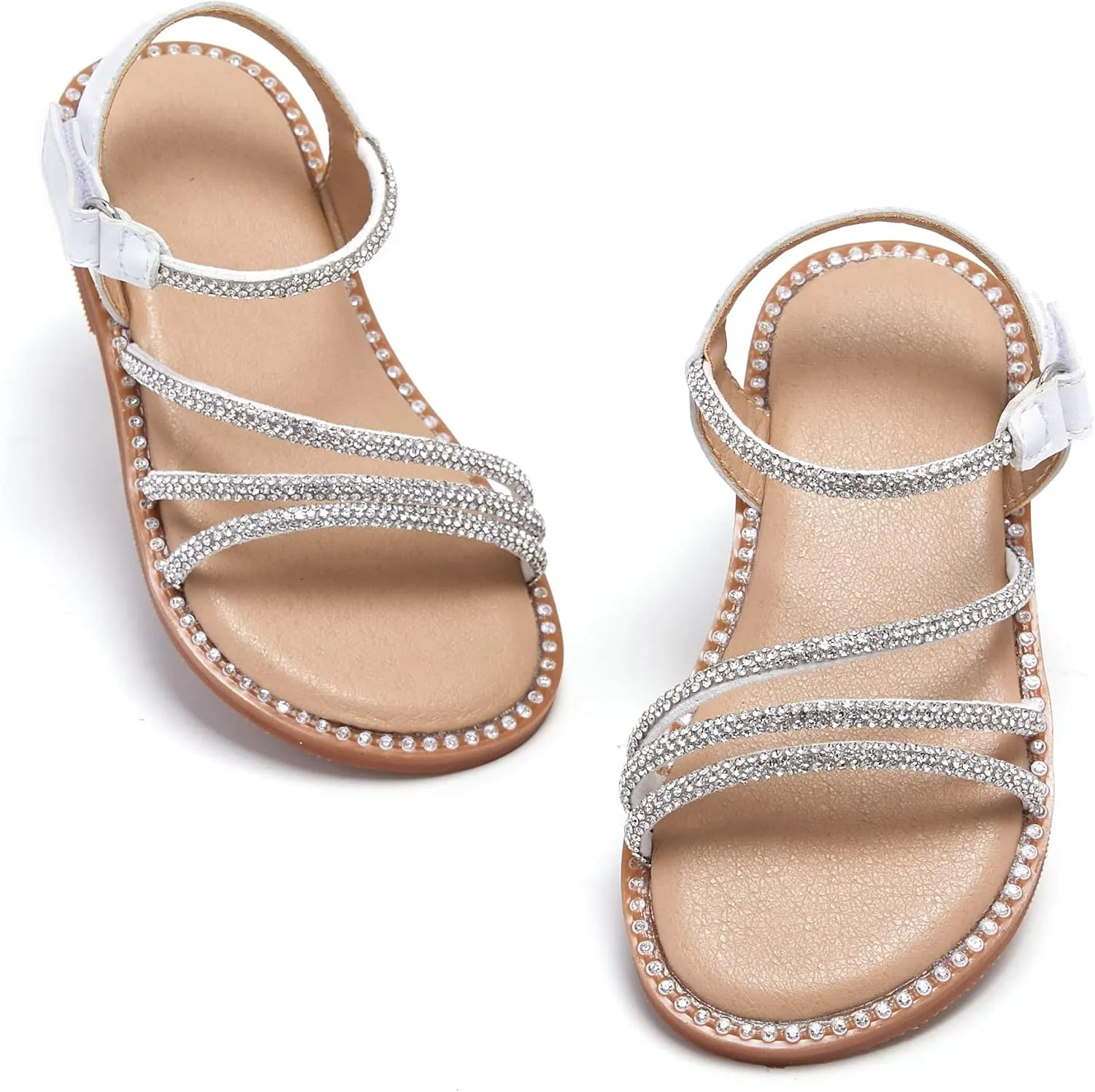 Toddler Girl Sandals - Flower Girl Dress Shoes Open Toe Little Kid Summer Flats