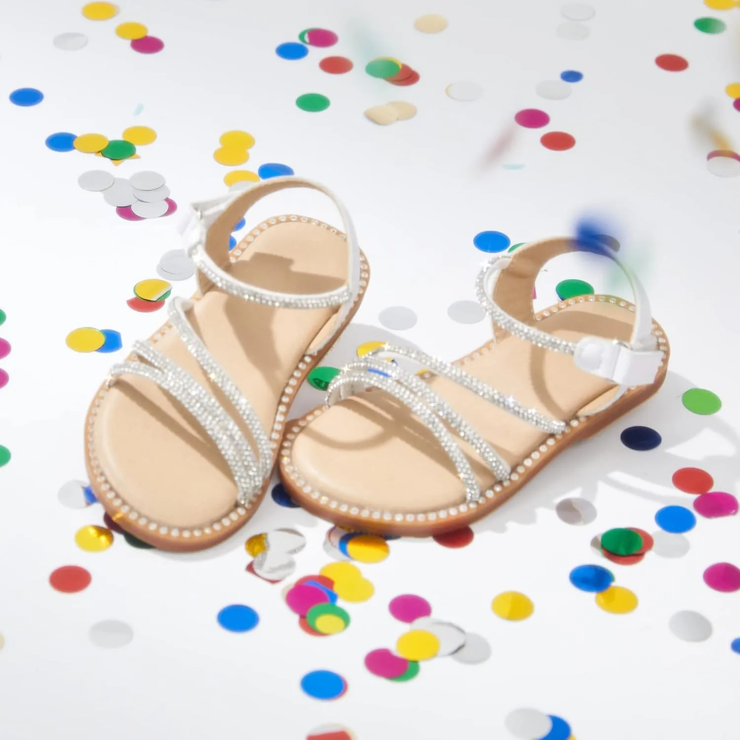 Toddler Girl Sandals - Flower Girl Dress Shoes Open Toe Little Kid Summer Flats