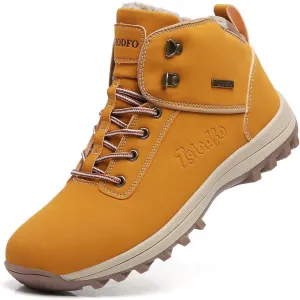 TSIODFO Fashion Men Boots Winter Waterproof Outdoor Hiking Shoes Leather Black