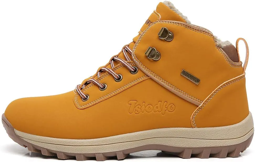 TSIODFO Fashion Men Boots Winter Waterproof Outdoor Hiking Shoes Leather Black