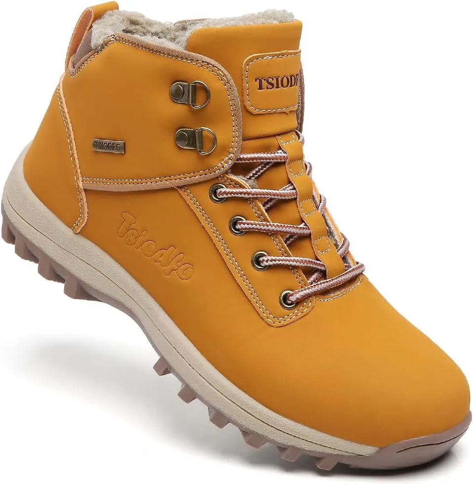 TSIODFO Fashion Women Boots Winter Waterproof Outdoor Hiking Shoes Leather Sweet Pink