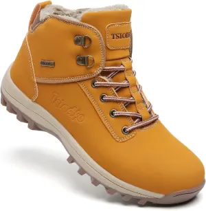 TSIODFO Fashion Women Boots Winter Waterproof Outdoor Hiking Shoes Leather Sweet Pink