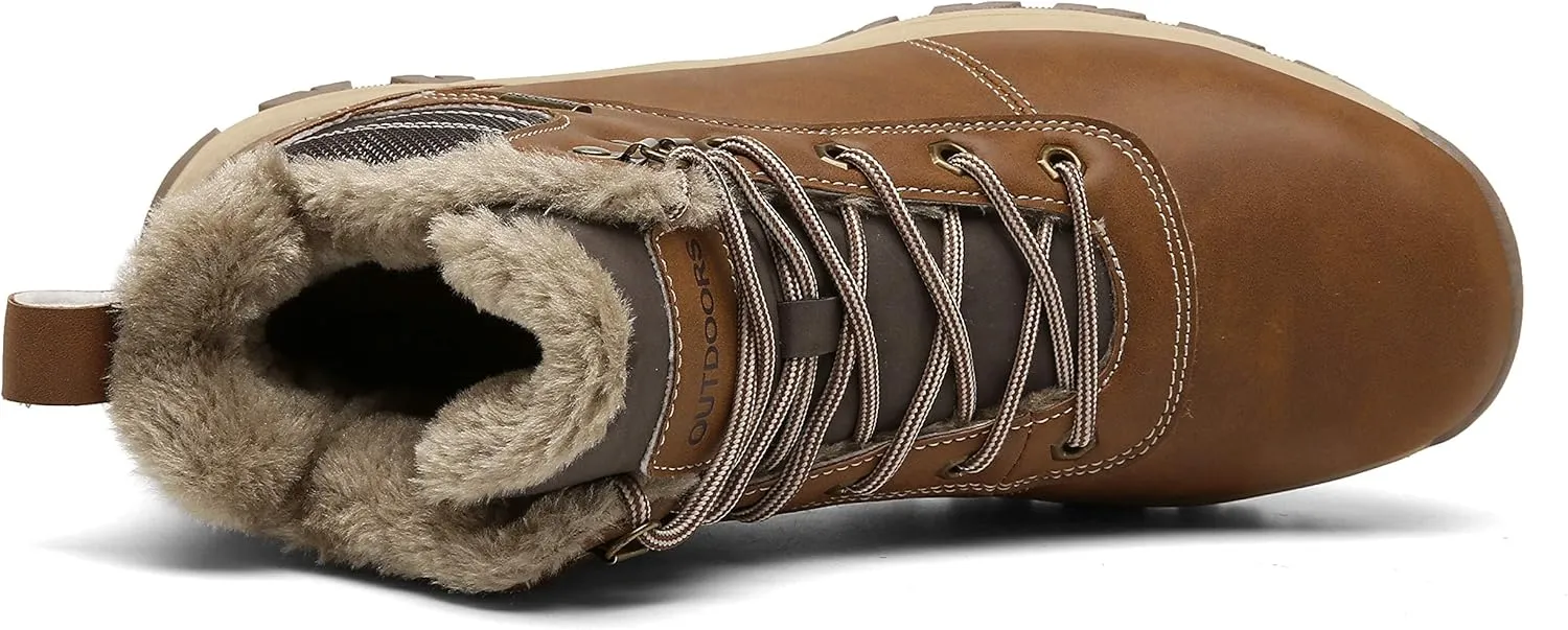 TSIODFO Men's Boots Winter Waterproof Leather Outdoor Hiking Shoes