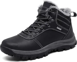 TSIODFO Men's Boots Winter Waterproof Leather Outdoor Hiking Shoes