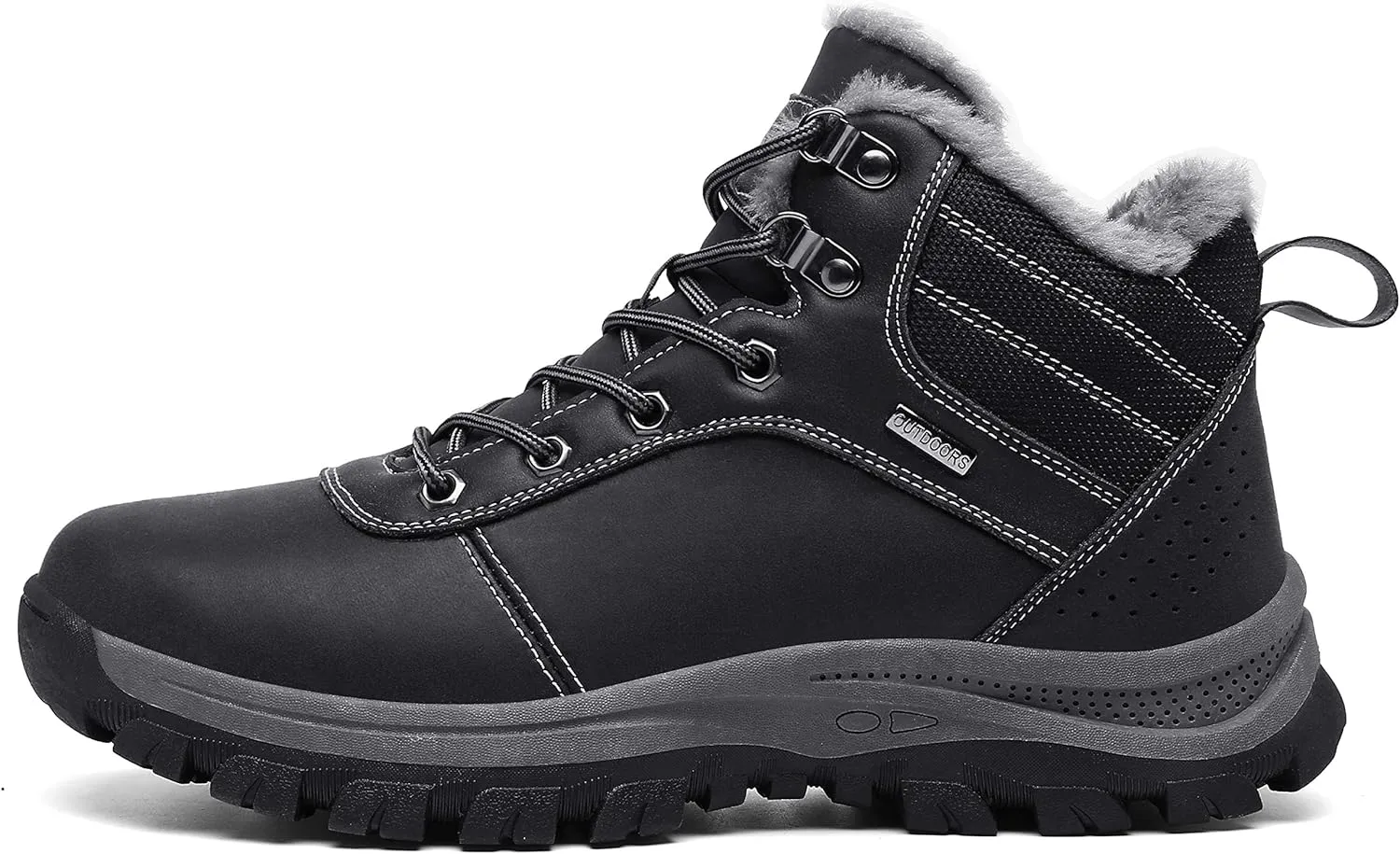 TSIODFO Men's Boots Winter Waterproof Leather Outdoor Hiking Shoes