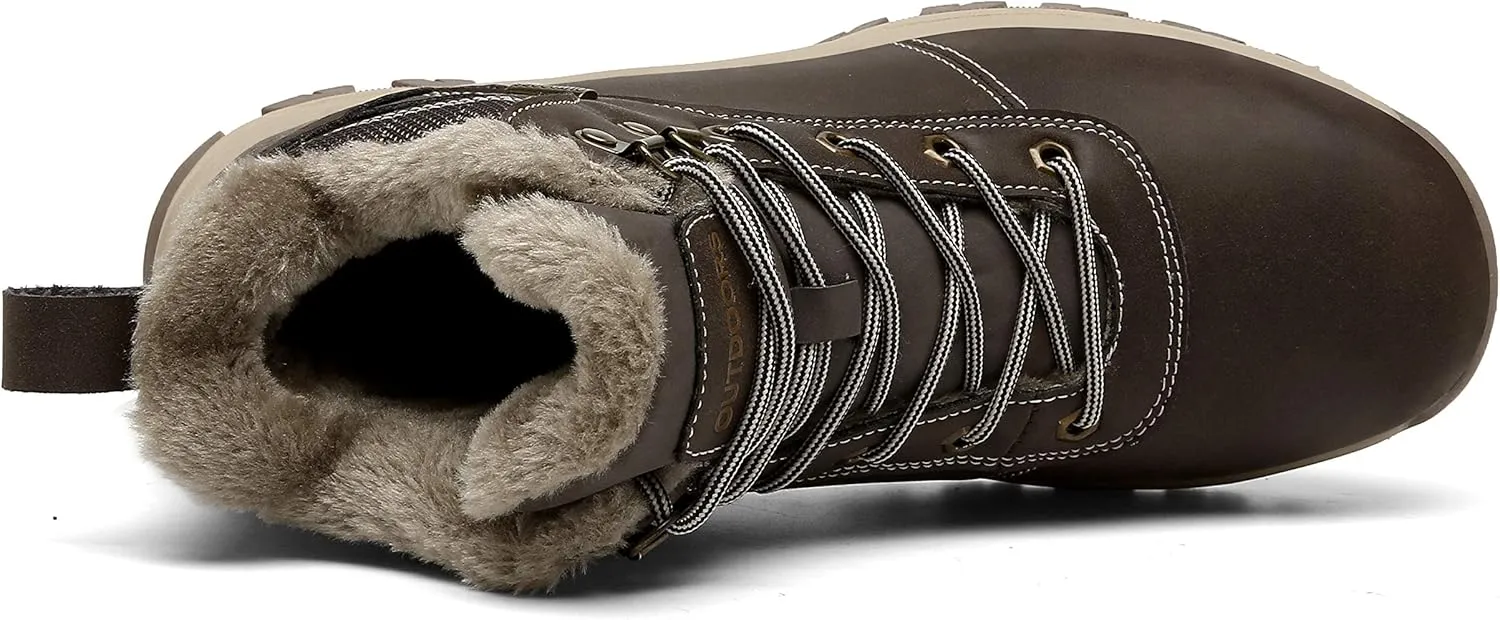 TSIODFO Men's Boots Winter Waterproof Leather Outdoor Hiking Shoes