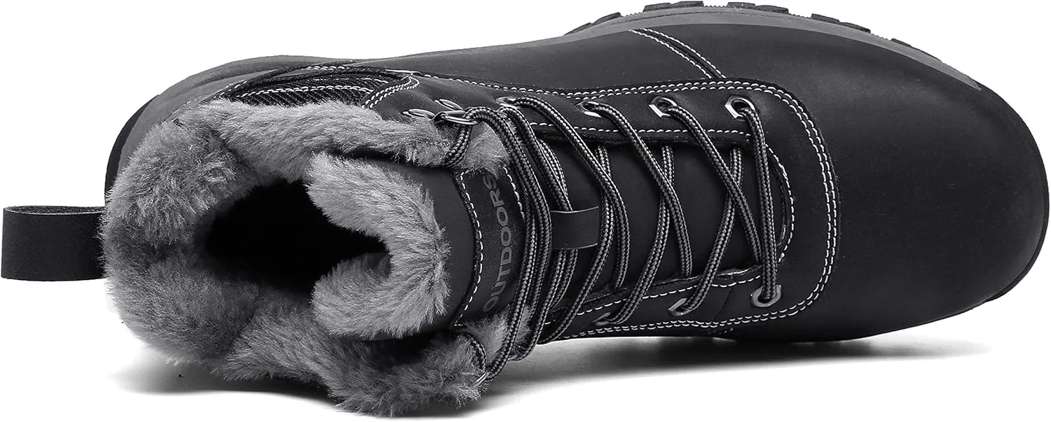 TSIODFO Men's Boots Winter Waterproof Leather Outdoor Hiking Shoes