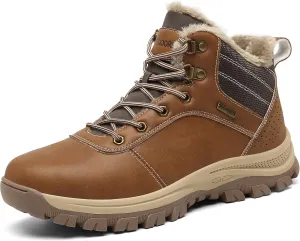 TSIODFO Men's Boots Winter Waterproof Leather Outdoor Hiking Shoes