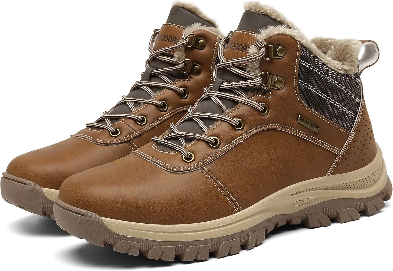 TSIODFO Men's Boots Winter Waterproof Leather Outdoor Hiking Shoes