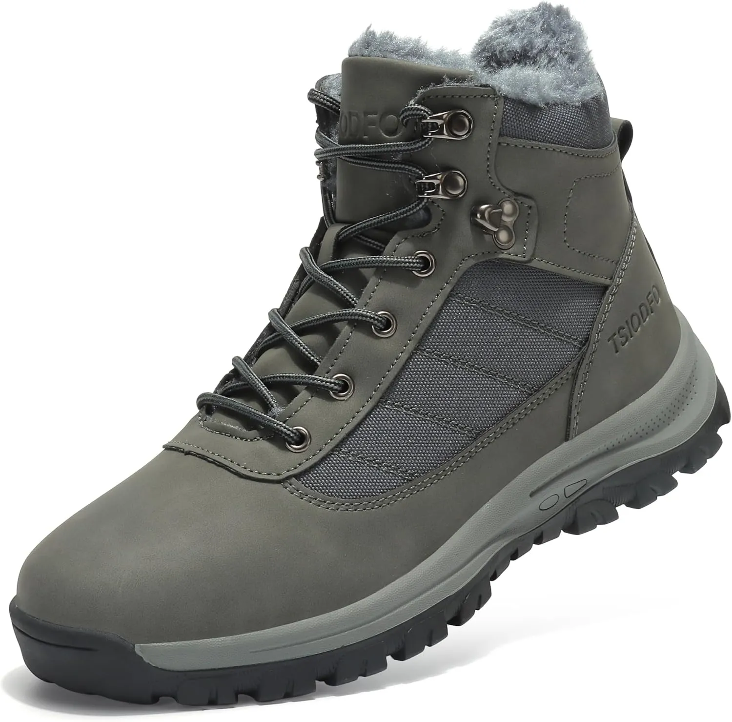 TSIODFO Men's Snow Boots Outdoor Waterproof Winter Boots Fur Lined Cold Weather Shoes