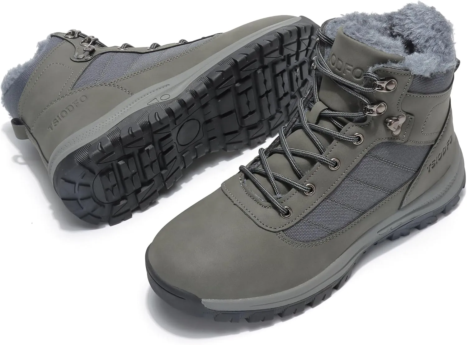 TSIODFO Men's Snow Boots Outdoor Waterproof Winter Boots Fur Lined Cold Weather Shoes