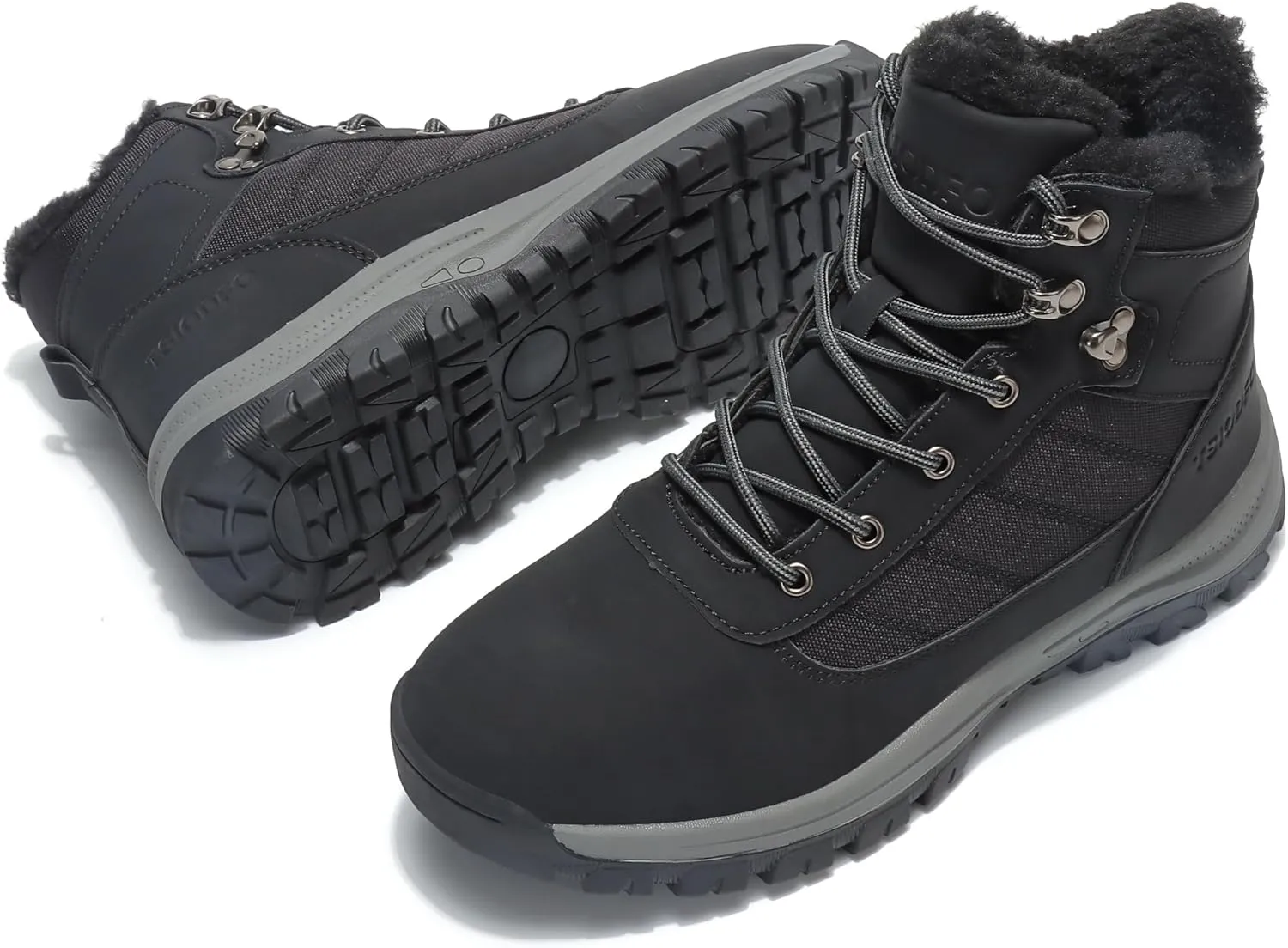 TSIODFO Men's Snow Boots Outdoor Waterproof Winter Boots Fur Lined Cold Weather Shoes