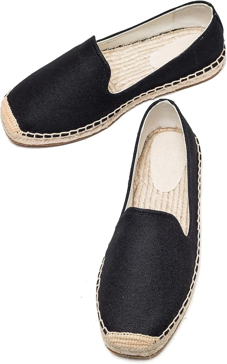 U-lite Men's Classic Suede Canvas Round Cap Toe Espadrilles Loafers Pure Color Slip On Comfortable Flats Shoes