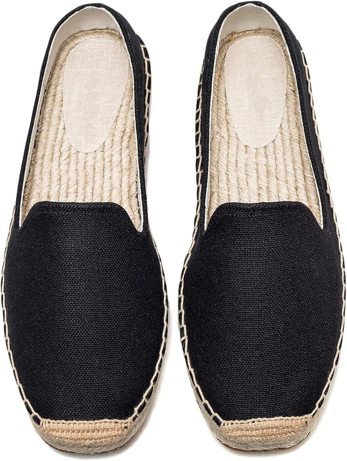 U-lite Men's Classic Suede Canvas Round Cap Toe Espadrilles Loafers Pure Color Slip On Comfortable Flats Shoes
