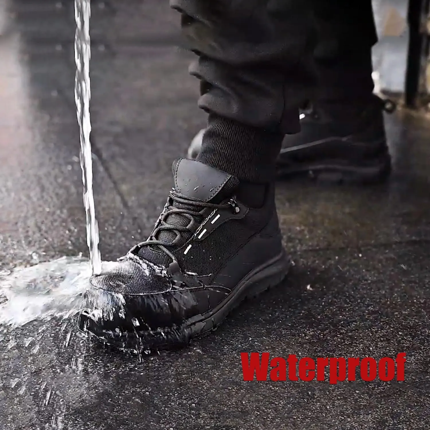 ulogu Steel Toe Shoes for Men Women,Waterproof Non Slip Lightweight Indestructible Work Sneakers,Construction Safety Roofing Zapatos Trabajo Black