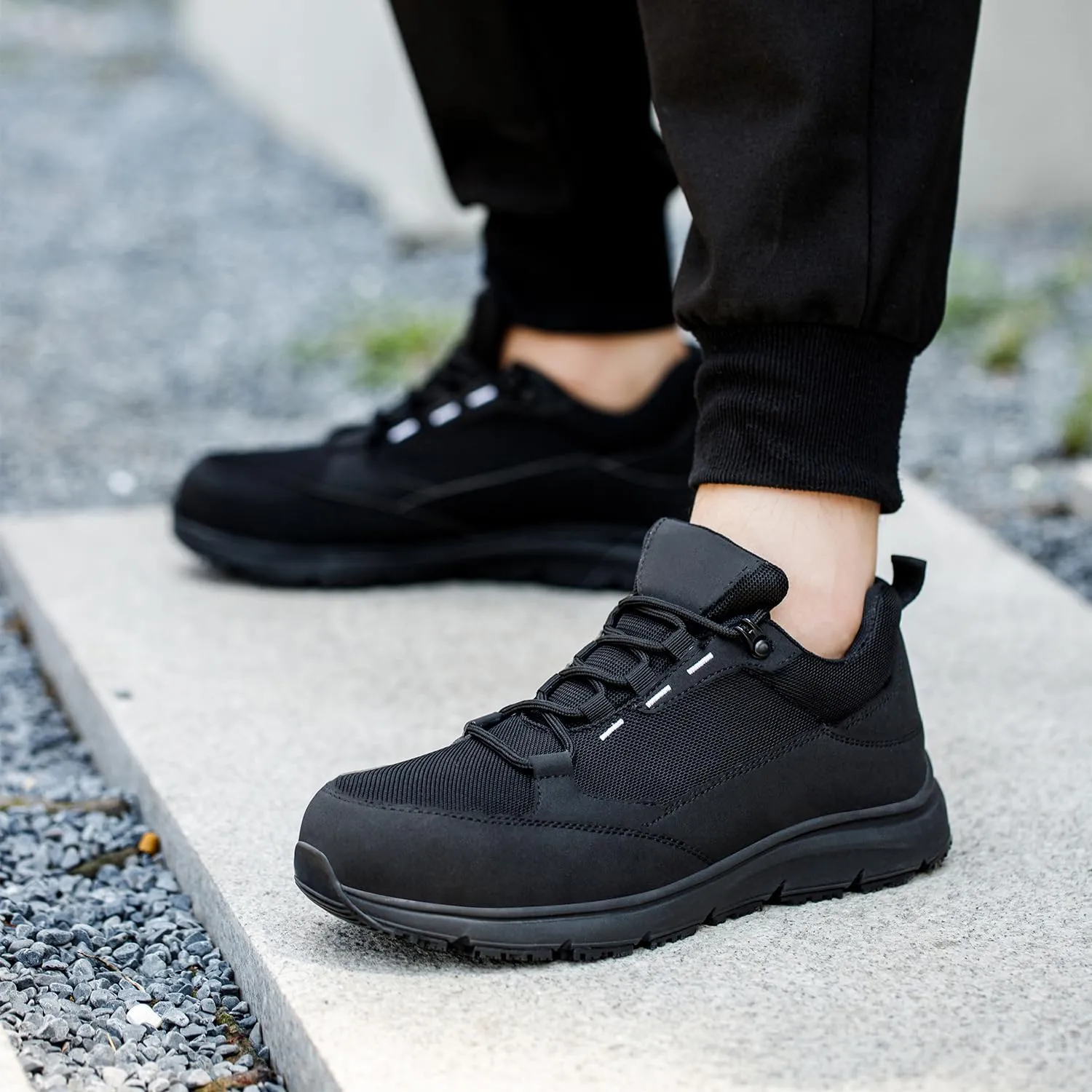 ulogu Steel Toe Shoes for Men Women,Waterproof Non Slip Lightweight Indestructible Work Sneakers,Construction Safety Roofing Zapatos Trabajo Black