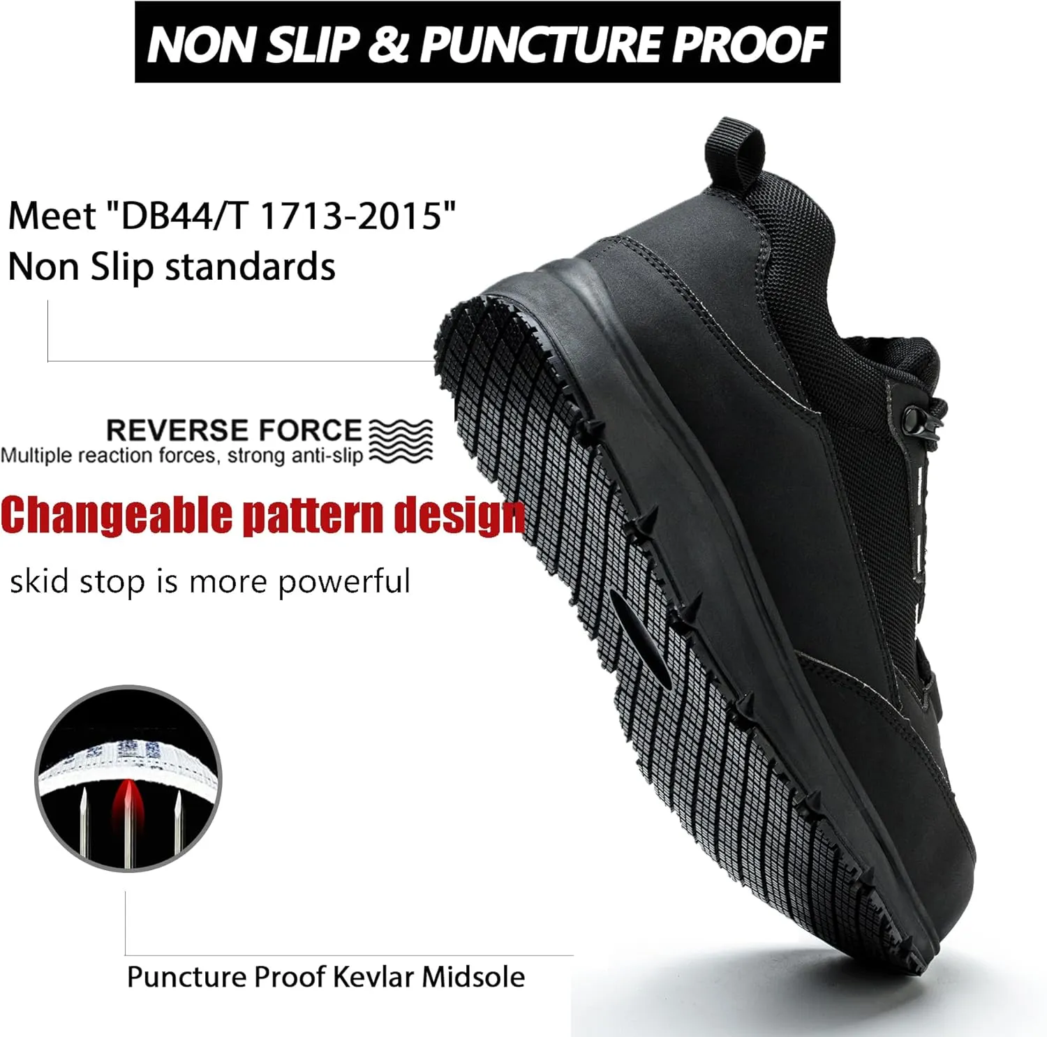 ulogu Steel Toe Shoes for Men Women,Waterproof Non Slip Lightweight Indestructible Work Sneakers,Construction Safety Roofing Zapatos Trabajo Black