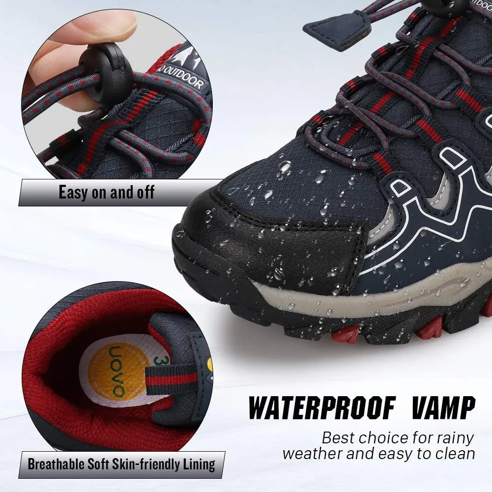 UOVO Boys Shoes Boys Sneakers Boys Tennis Running Shoes Waterproof Hiking Shoes Kids Athletic Outdoor Sneakers Slip Resistant(Little/Big Boys)