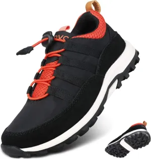 UOVO Boys Tennis Running Sneakers Waterproof Hiking Shoes Kids Outdoor Fashion Sneakers Slip Resistant (Big/Little Boys) A-Black