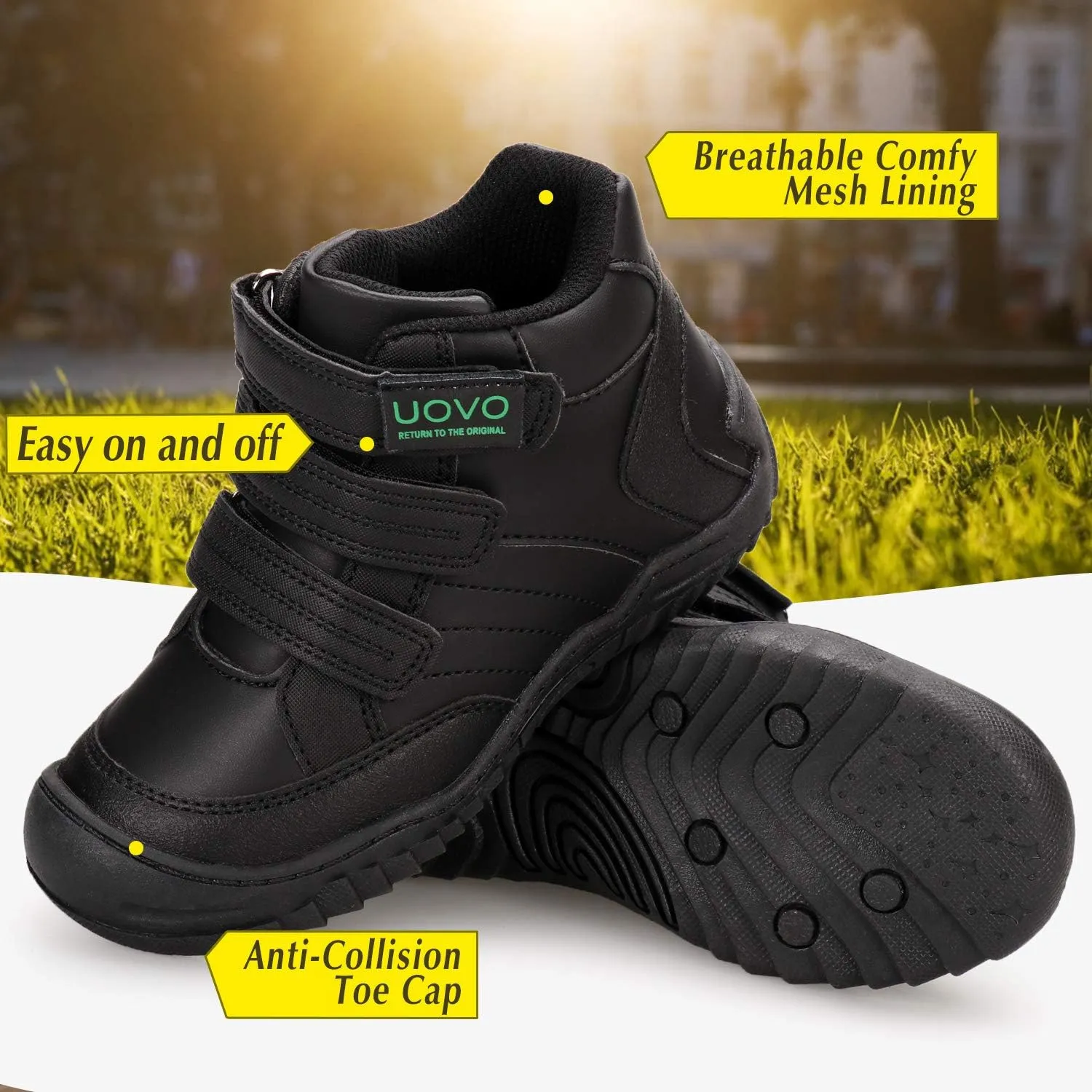 UOVO Boys Winter Boots - Hiking, Snow & Waterproof Shoes. Kids Outdoor Hi Top, Slip Resistant (Little/Big Boys)