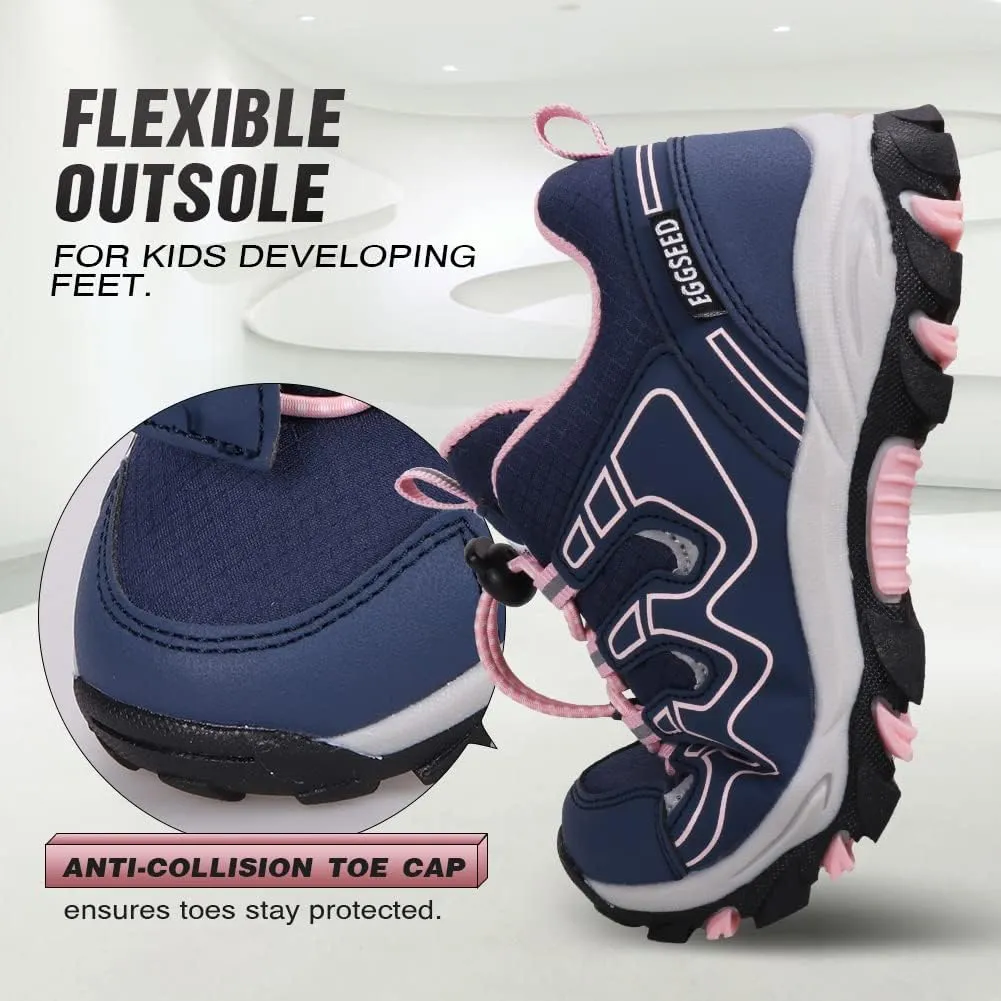 UOVO Girls Boys Hiking Shoes Boys Girls Waterproof Sneakers Kids Running Tennis Outdoor Shoes Non-Slip Lightweight
