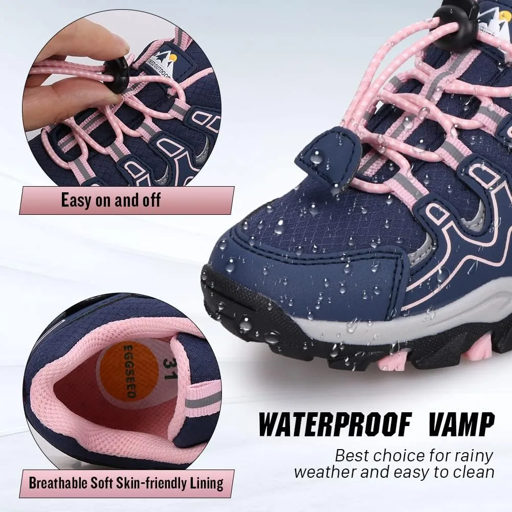 UOVO Girls Boys Hiking Shoes Boys Girls Waterproof Sneakers Kids Running Tennis Outdoor Shoes Non-Slip Lightweight