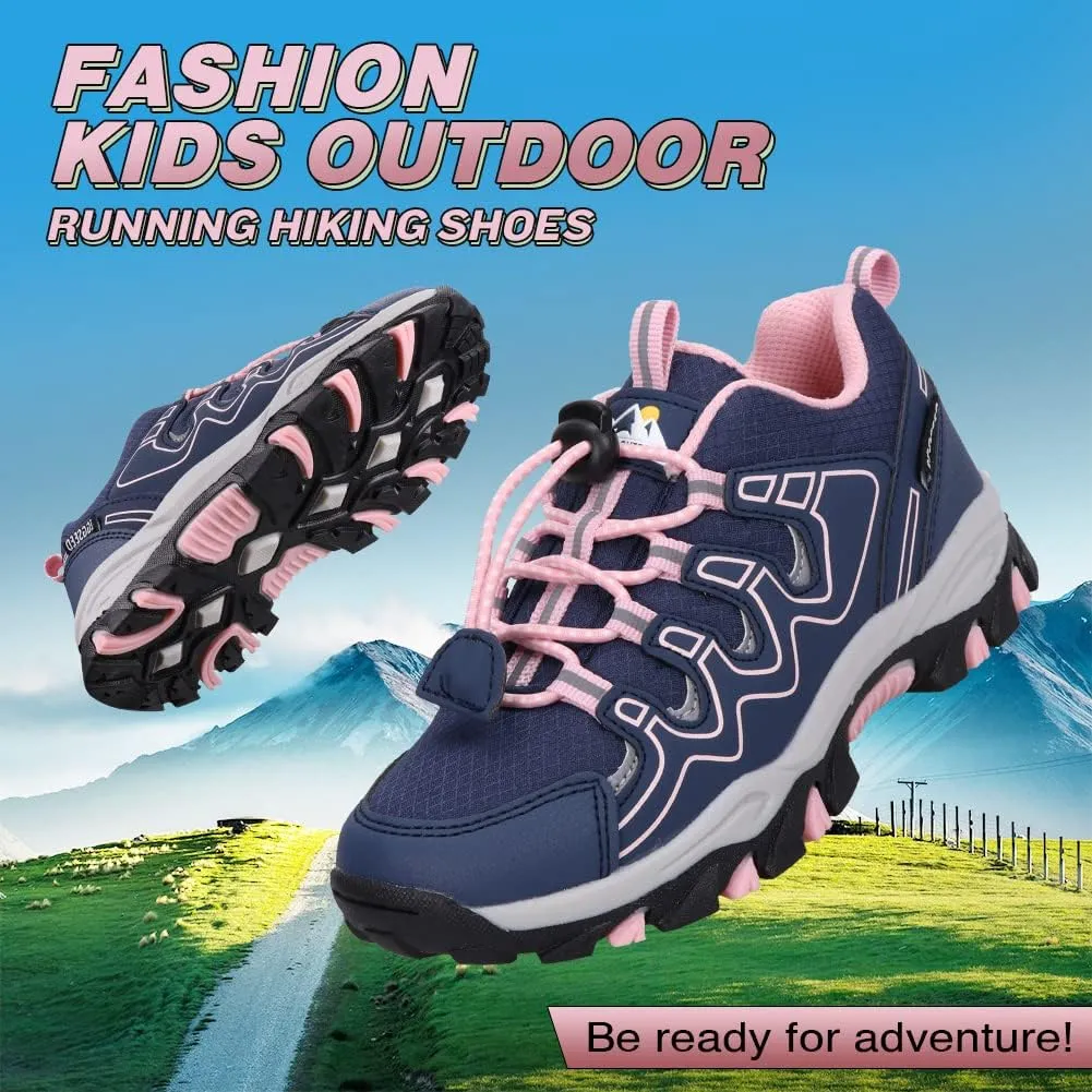 UOVO Girls Boys Hiking Shoes Boys Girls Waterproof Sneakers Kids Running Tennis Outdoor Shoes Non-Slip Lightweight