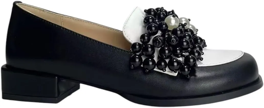Urbane Chic Women's Loafers-Classic Style with a Fashion Foward Twist. Stylish Slip On Beaded Loafers for Women for Work or Casual Wear. Size Inclusive. Size 6-13