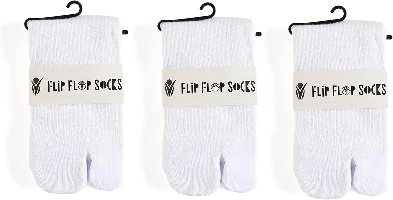 V-Toe Thick Quality Ankle Flip-Flop Socks - Tabi Split Toe Men Women Japanese 3 Pack