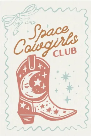 VANCOSTAR Space Cowgirls Club Poster Starry Cowboy Boot Print Vintage Cute Cowgirl Artwork Wall Art Bedroom Dorm Western Cafe Cowgirl-Themed Room Decor Whimsical Western Aesthetic 24x36 Poster