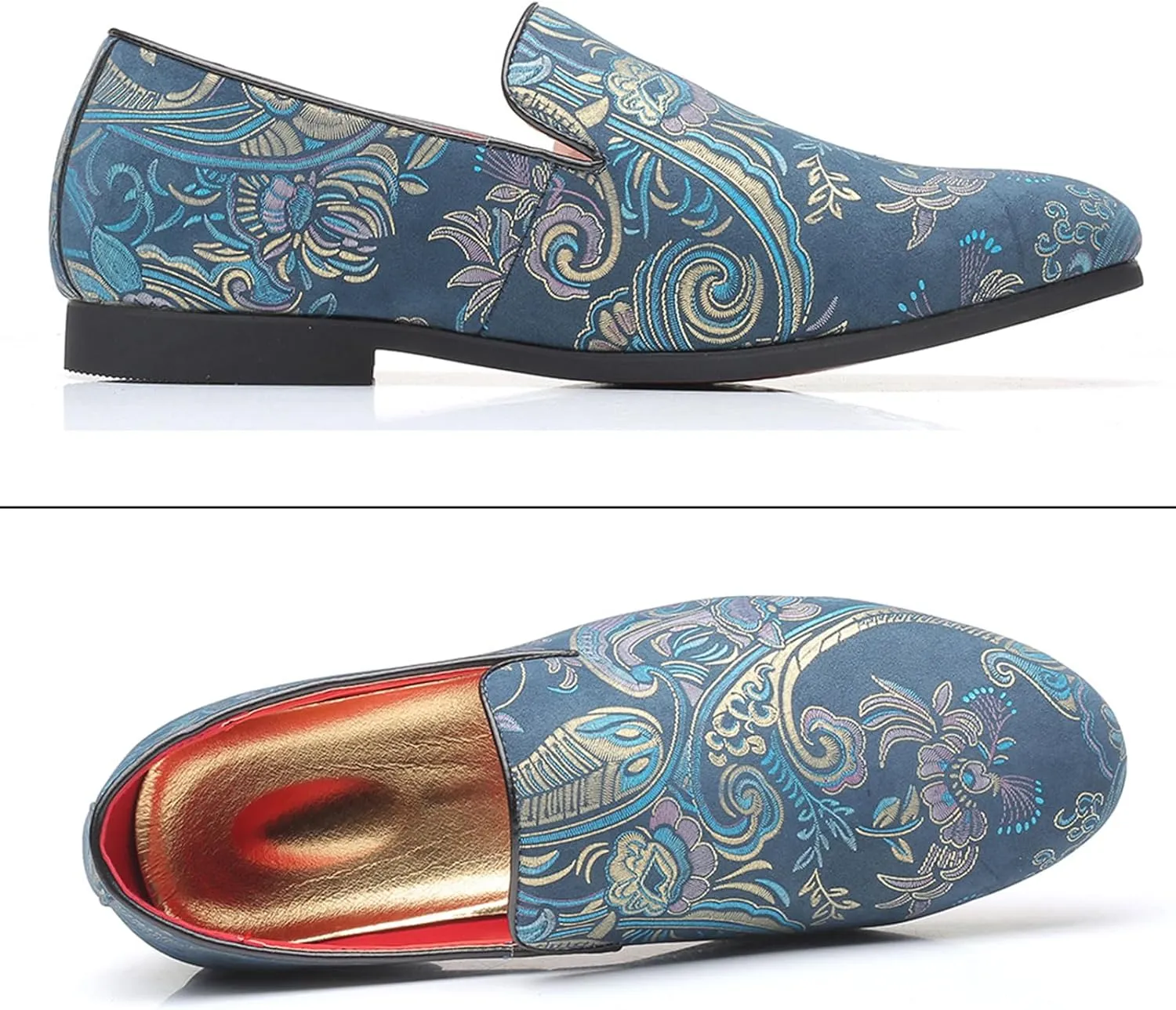 Venshine Mens Dress Loafers Slip On Shoes Glitter Wedding Party Prom Shoes