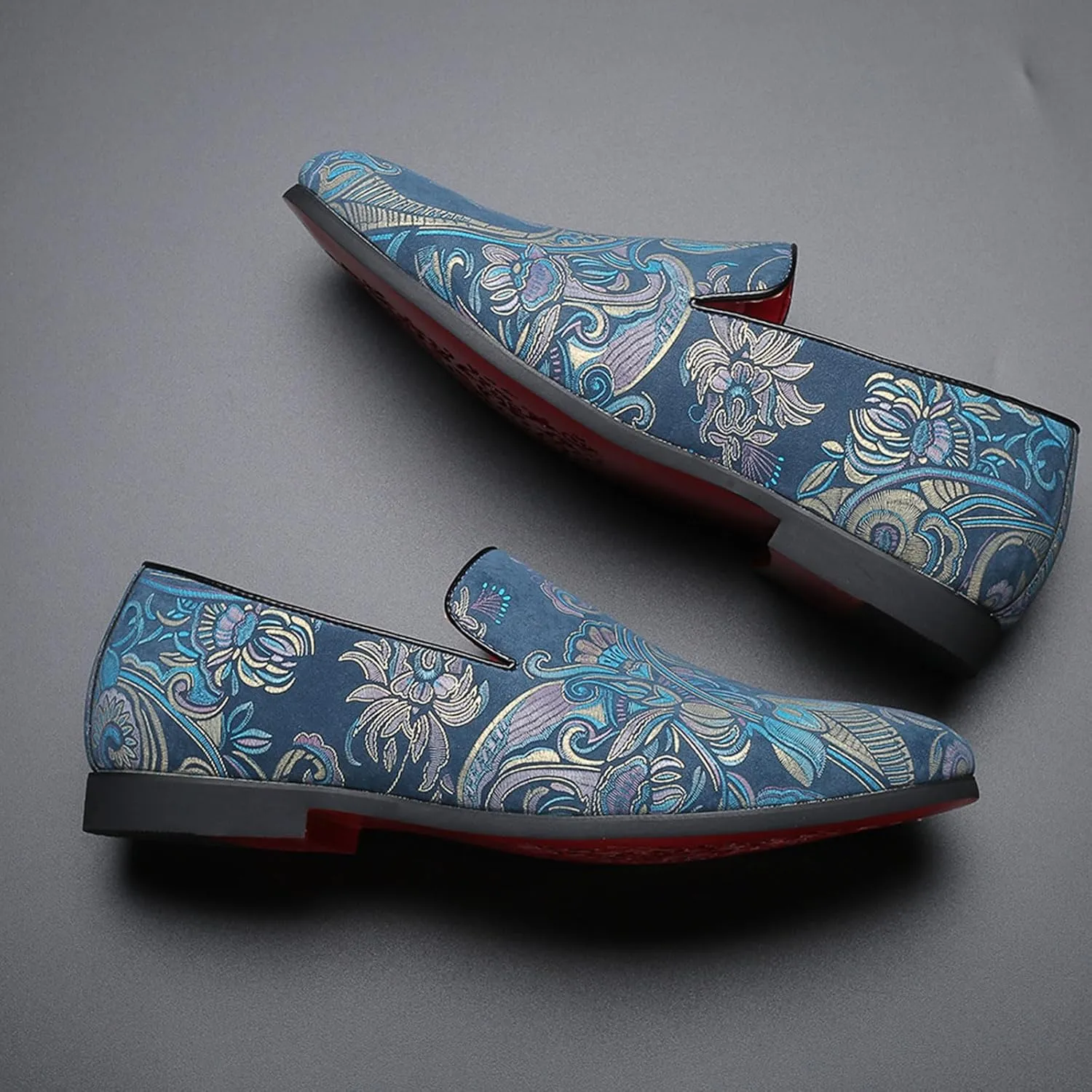 Venshine Mens Dress Loafers Slip On Shoes Glitter Wedding Party Prom Shoes