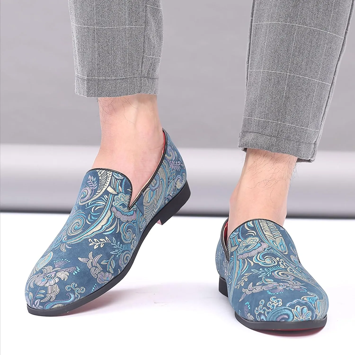 Venshine Mens Dress Loafers Slip On Shoes Glitter Wedding Party Prom Shoes