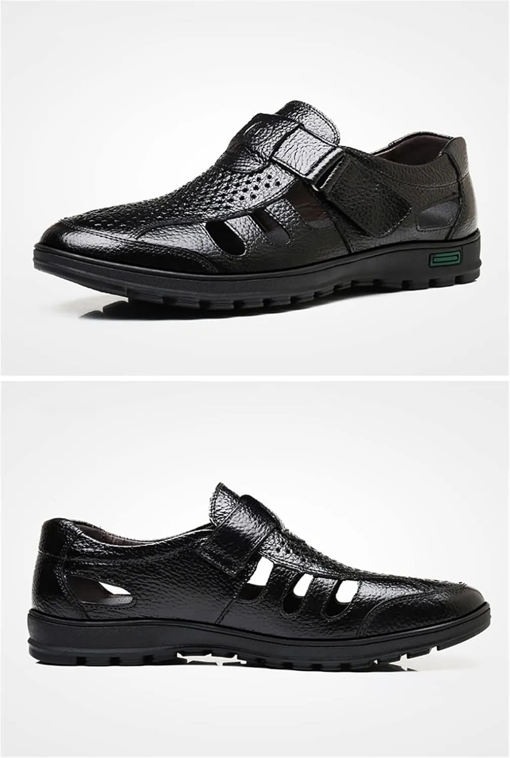 Veslexth Men Business Working Sandals Man Summer Office Breathable Loafers Leather Walking Slip-on Casual Oxfords Male Cocktail Party Fashion Dress Formal Shoes