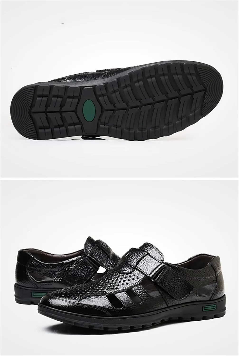 Veslexth Men Business Working Sandals Man Summer Office Breathable Loafers Leather Walking Slip-on Casual Oxfords Male Cocktail Party Fashion Dress Formal Shoes