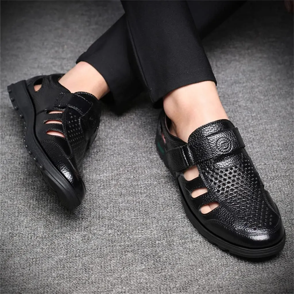 Veslexth Men Business Working Sandals Man Summer Office Breathable Loafers Leather Walking Slip-on Casual Oxfords Male Cocktail Party Fashion Dress Formal Shoes