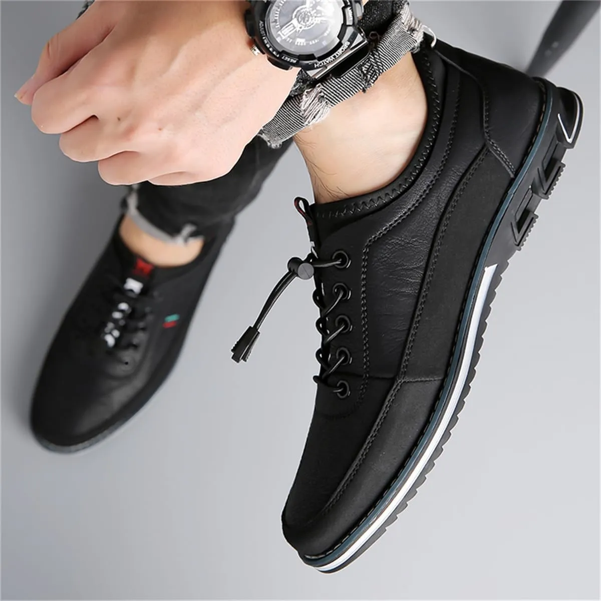 Veslexth Men Casual Business Shoes Slip-on Adjustable Loafers Driving Working Walking Party Formal Oxfords