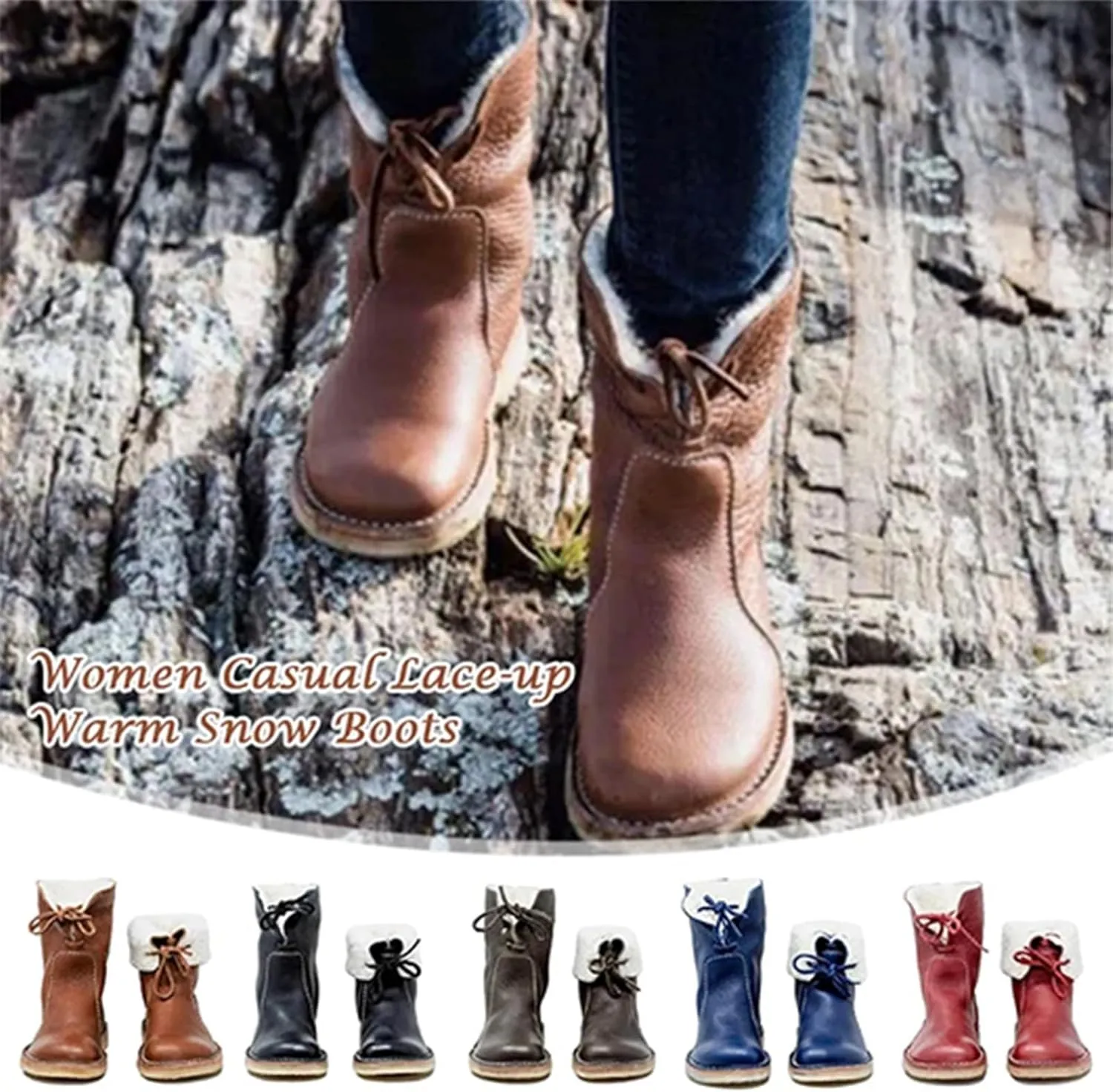Vintage Buttery-Soft Waterproof Wool Lining Boots Vintage Buttery-Soft Wool Lining Boots PU Leather